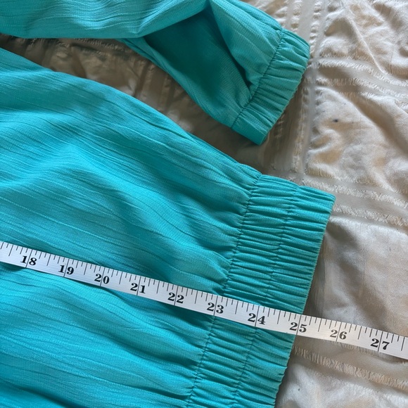 Vintage Teal Embroidered Jacket and Pants Set with Pink Top - Picture 10 of 16